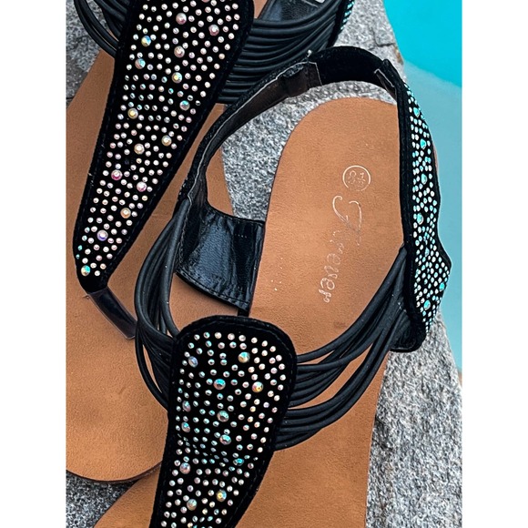 Forever 21 Shoes - Sz 8 1/2 Bedazzled Black Wrap Around Sandals